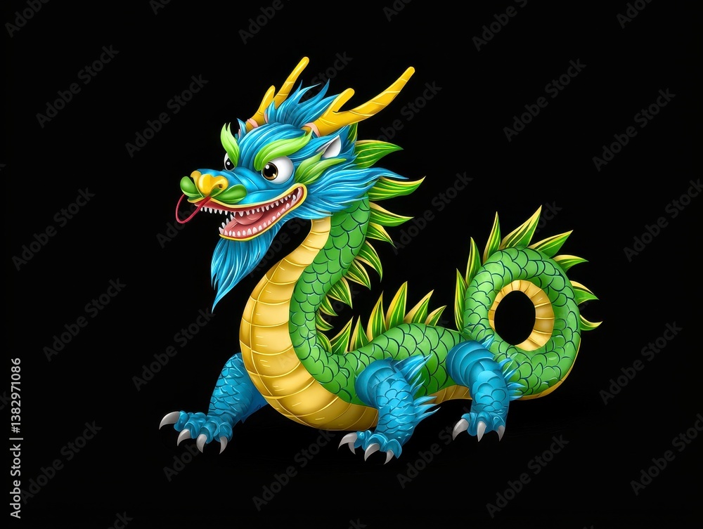 Playful Blue and Green Pixel Art Dragon on Black Background Playful Blue and Green Pixel Art Dragon on Black Background