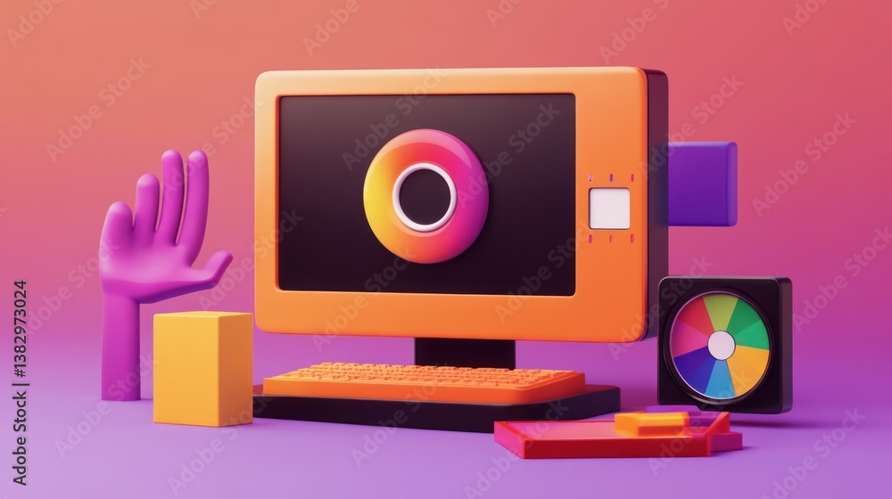 Colorful 3D computer illustration with abstract elements Colorful 3D computer illustration with abstract elements