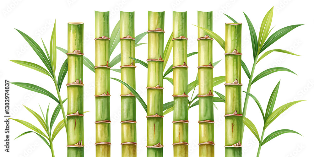 Obraz premium Sugarcane Plant and Stalk Set – PNG Image Isolated on Transparent Background