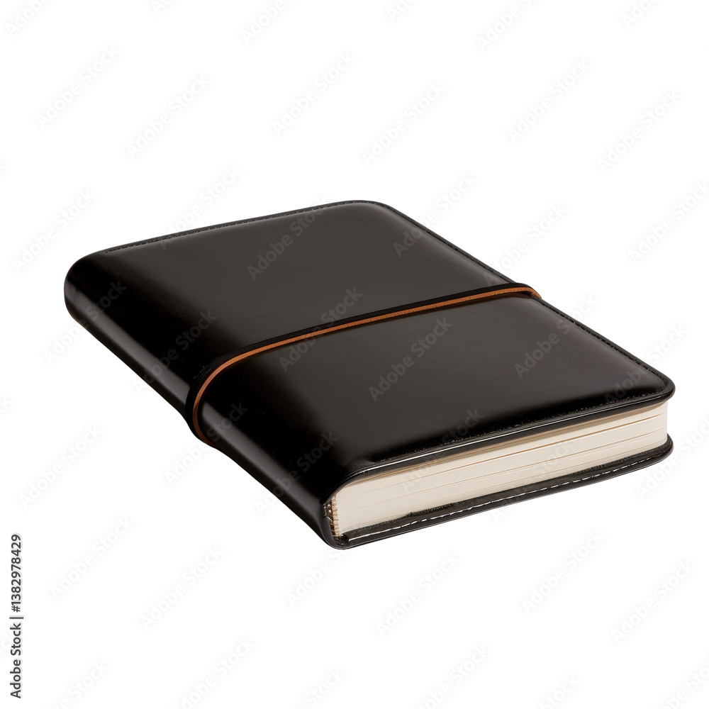 Elegant Black Leather Notebook with Smooth Cover and Decorative Elastic Band for Notes and Journaling Elegant Black Leather Notebook with Smooth Cover and Decorative Elastic Band for Notes and Journaling