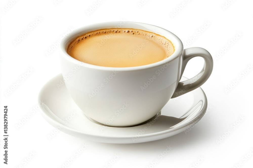 Cup of Coffee with Cream on a White Saucer Drink Cup of Coffee with Cream on a White Saucer Drink