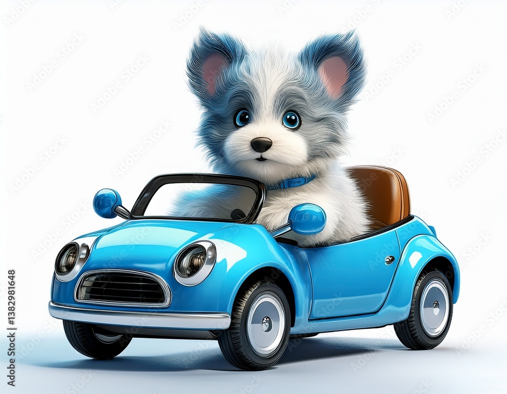 Fototapeta Bobtail im blauen Auto