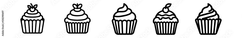 Cake and Dessert Icons Set – Cupcake and Sweet Dessert Sketch Illustrations Cake and Dessert Icons Set – Cupcake and Sweet Dessert Sketch Illustrations