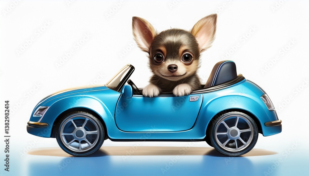 Fototapeta Chihuahua Welpe im blauen Auto