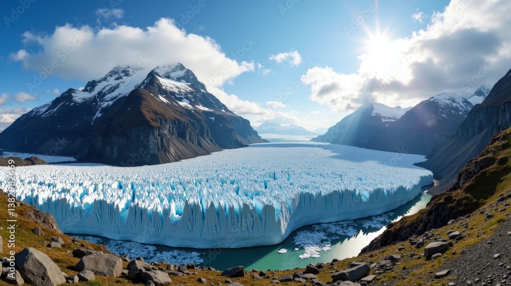 custom made wallpaper toronto digitalMajestic Nigardsbreen Glacier in Norway at midday, with sunny weather, captured from a panoramic perspective.