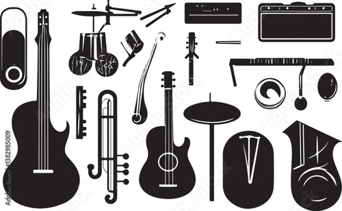 "Elegant Guitarist Silhouettes" or "Musical Princesses with Guitars