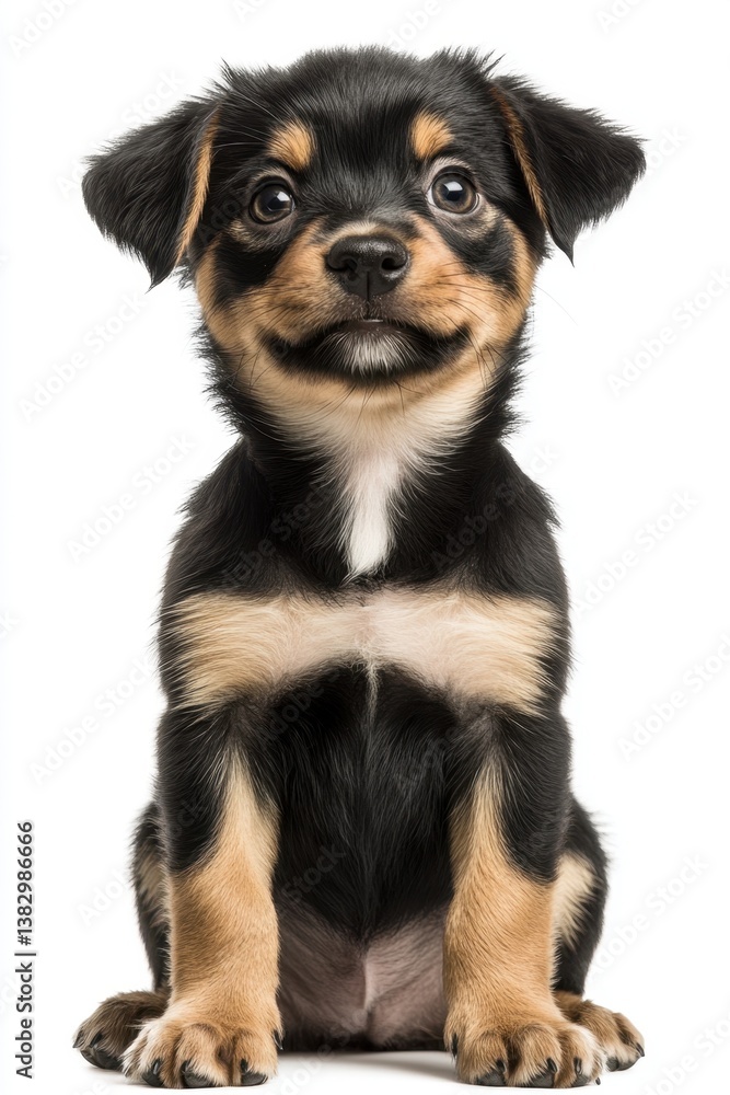 Adorable puppy with expressive eyes sits attentively against a bright white backdrop in studio shot Adorable puppy with expressive eyes sits attentively against a bright white backdrop in studio shot