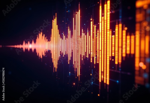 Vibrant Audio Waveform Design on Dark Floor