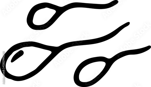 Hand drawn sperm doodle. Sketch style icon. Decoration element. Isolated on white background. Flat design. Vector illustration