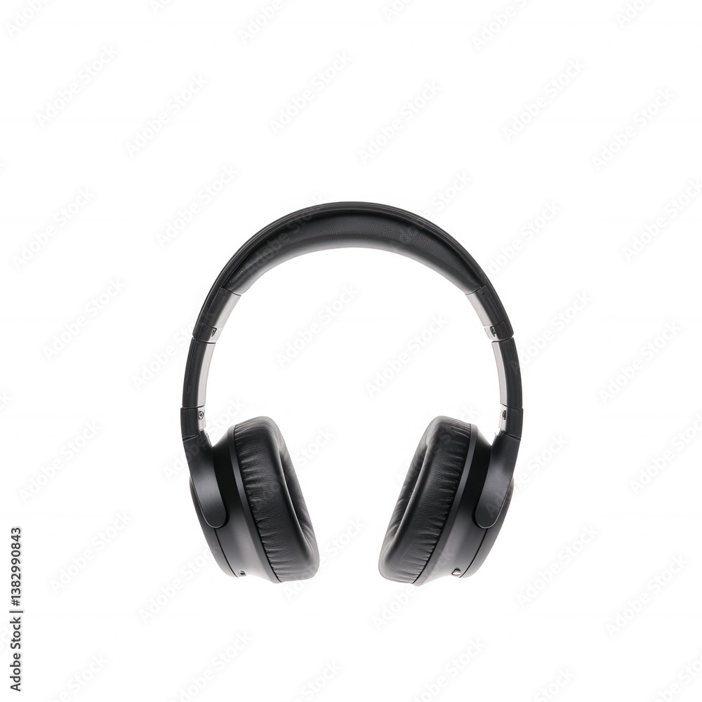 Black wireless headphones on a white isolated background. Ideal for music lovers and gamers, showcasing comfort and modern design. Black wireless headphones on a white isolated background. Ideal for music lovers and gamers, showcasing comfort and modern design.
