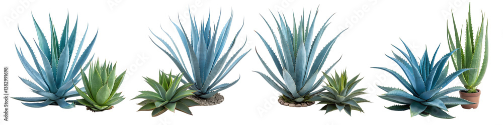Blue agave aloe vera plant on a transparent background. Blue agave aloe vera plant on a transparent background.