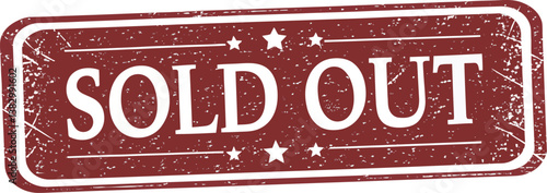 Vintage style sold out stamp in a bold, red color.