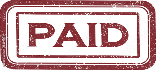 A vintage style 'Paid' stamp design in bold red on a distressed white background.