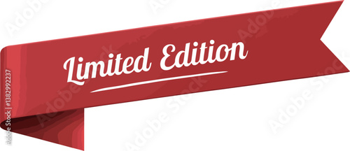 Red ribbon with 'Limited Edition' text, perfect for promotions and marketing designs.