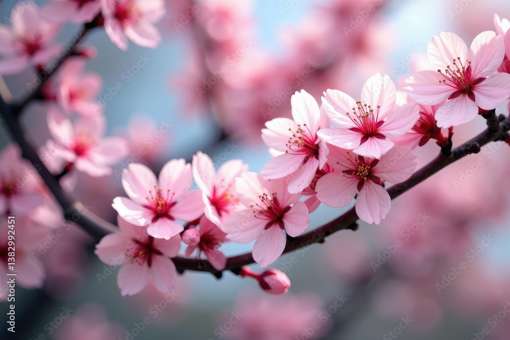 Obraz premium Delicate pink sakura blossoms, intricate branch pattern , art, illustration