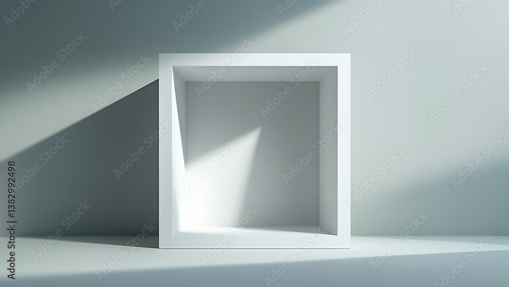 White square, gently recessed into a soft, dove-gray background, casting subtle, nuanced shadows that add depth and dimensionality to the composition, with clean lines, precise edges. White square, gently recessed into a soft, dove-gray background, casting subtle, nuanced shadows that add depth and dimensionality to the composition, with clean lines, precise edges.
