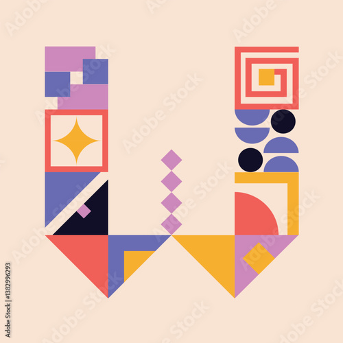 Modern bauhaus font, geometric swiss type. Vector alphabet, english typography colorful letters. Brutalism uppercase creative vibrant font