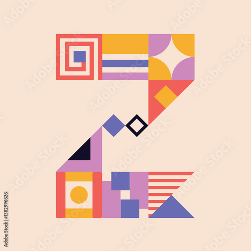 Modern bauhaus font, geometric swiss type. Vector alphabet, english typography colorful letters. Brutalism uppercase creative vibrant font