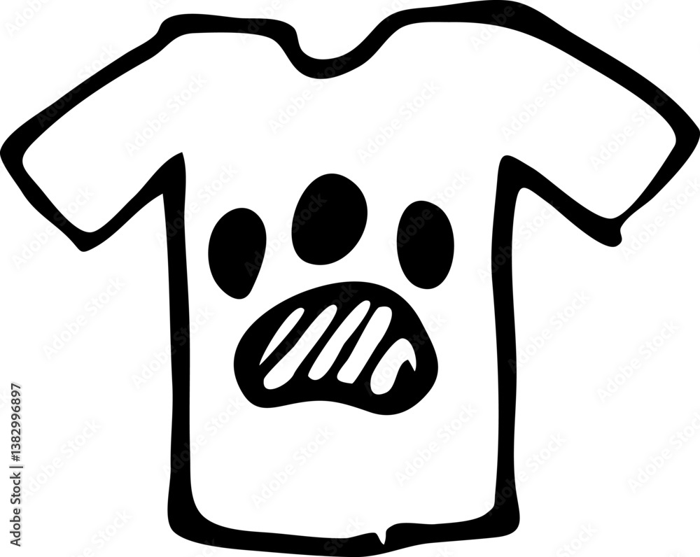 Fototapeta premium Hand drawn shirt paw doodle. Sketch pets icon. Decoration element. Isolated on white background. Vector illustration