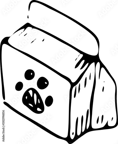 Hand drawn pet food doodle. Sketch pets icon. Decoration element. Isolated on white background. Vector illustration