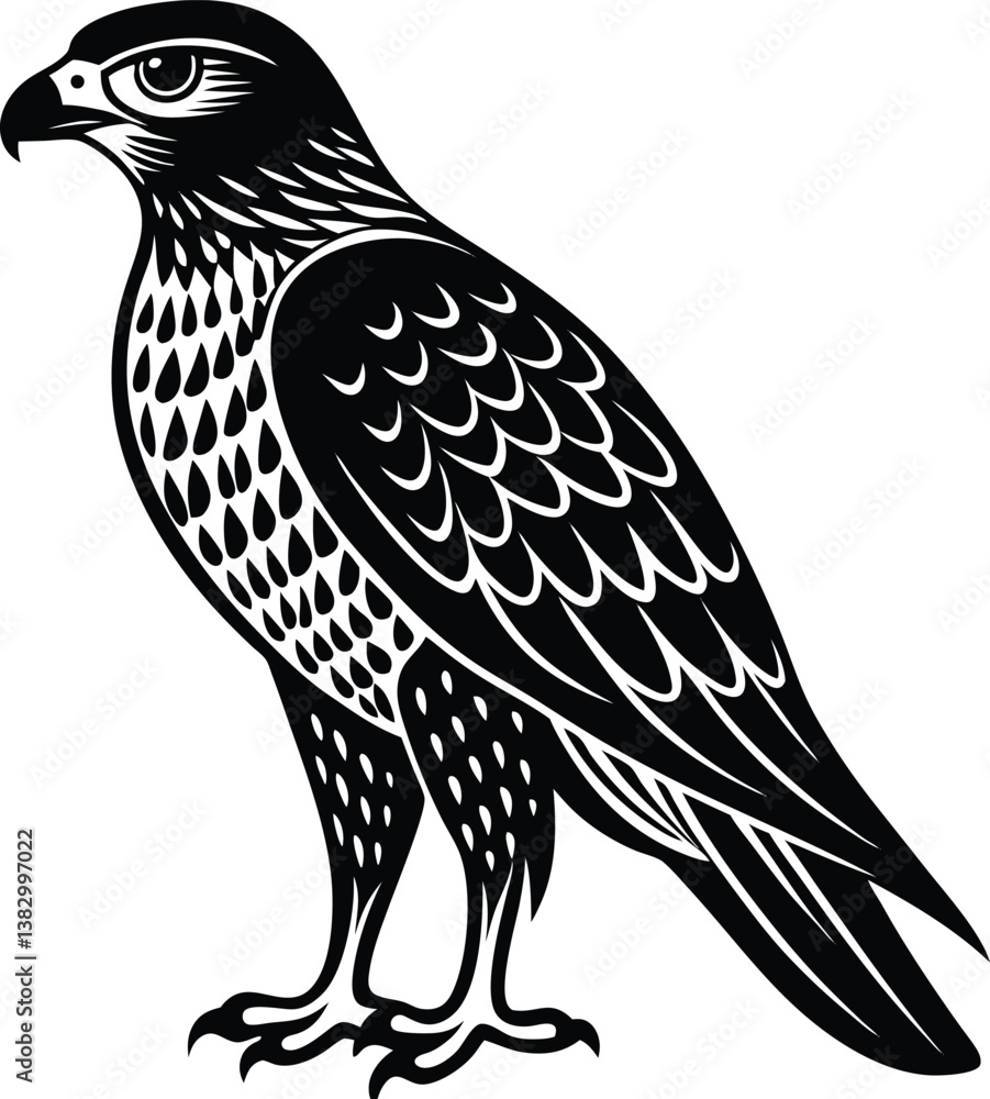 Fototapeta premium Beautiful black Hawk Bird vector silhouette art this is an editable and printable vector eps file