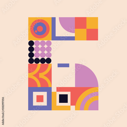 Modern cyrillic bauhaus font, geometric swiss type. Vector alphabet, cyrillic font typography, colorful letters. Brutalism uppercase creative vibrant font