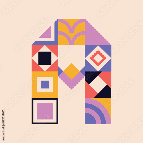 Modern bauhaus font, geometric swiss type. Vector alphabet, english typography colorful letters. Brutalism uppercase creative vibrant font