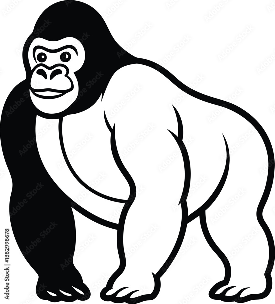 Obraz premium beautiful black gorilla vector silhouette art this is an editable and printable vector eps file