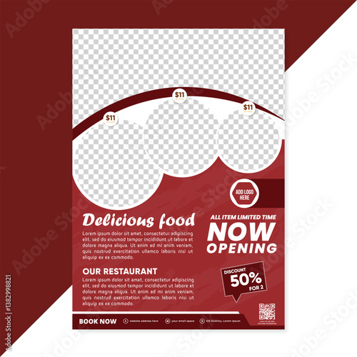 Modern clean clear Restaurant flyer template or food flyer design with best design organic shape restaurant food flyer design