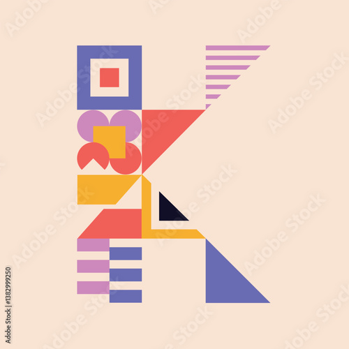 Modern bauhaus font, geometric swiss type. Vector alphabet, english typography colorful letters. Brutalism uppercase creative vibrant font