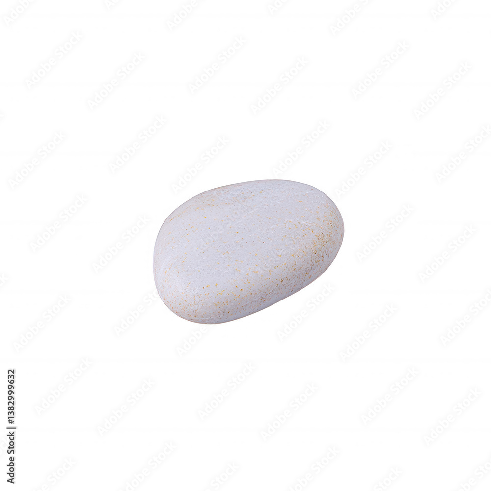 Smooth white pebble isolated on a white background, showcasing natural textures and subtle speckles, ideal for decorative purposes or educational use. Smooth white pebble isolated on a white background, showcasing natural textures and subtle speckles, ideal for decorative purposes or educational use.