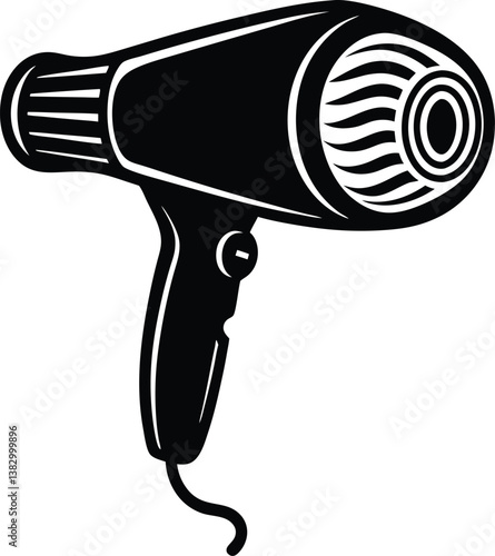 A black blow dryer with a white background
