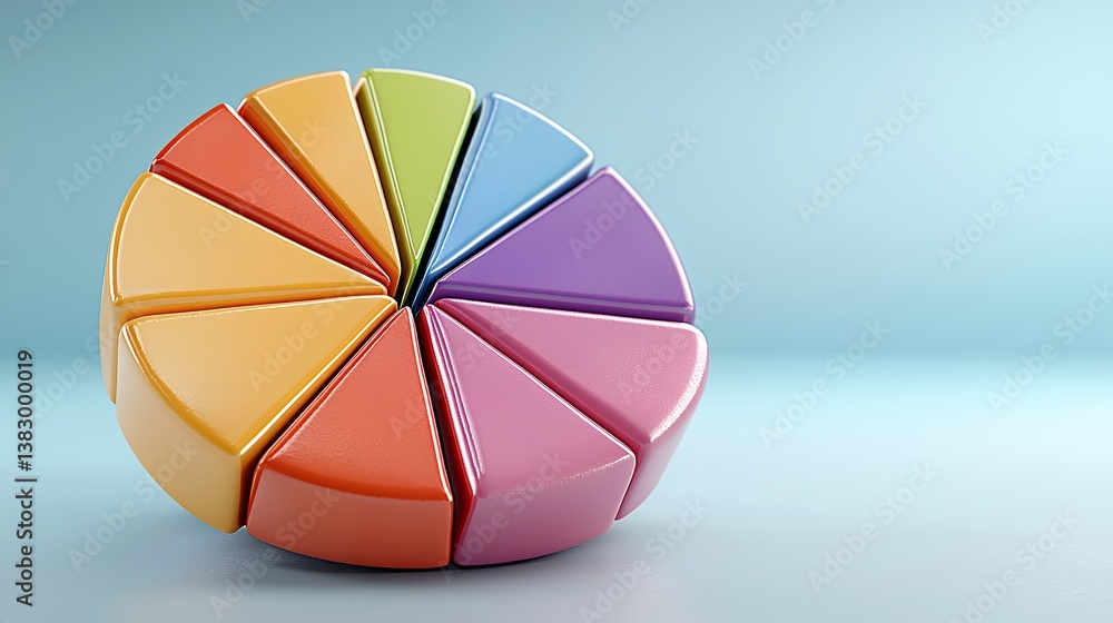 Obraz premium Colorful 3D Pie Chart Data Visualization on Blue Background