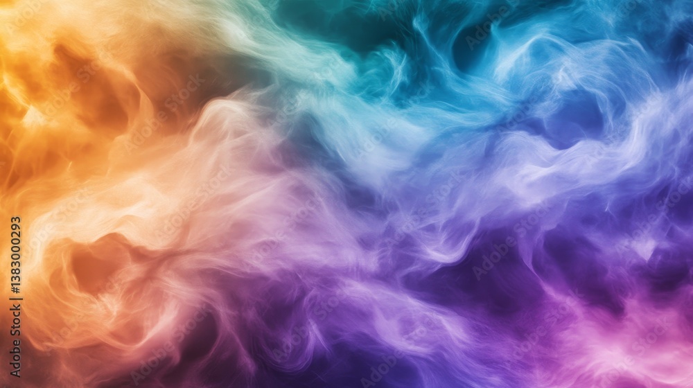 Fototapeta premium Vibrant abstract smoke patterns blending orange, blue, and purple colors in a dynamic flow