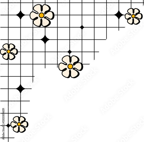 Aesthetic Grid With Flower Corner