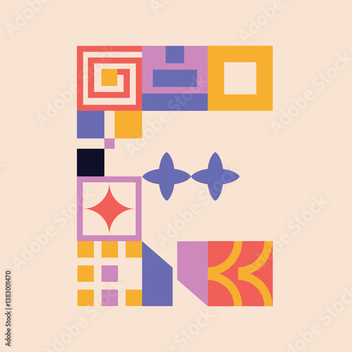 Modern bauhaus font, geometric swiss type. Vector alphabet, english typography colorful letters. Brutalism uppercase creative vibrant font