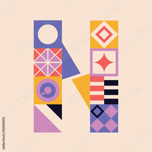 Modern bauhaus font, geometric swiss type. Vector alphabet, english typography colorful letters. Brutalism uppercase creative vibrant font