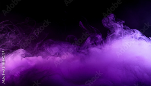 mystical purple fog and mist scene on a black background featuring a dense smoke texture evoking a dreamy and moody atmosphere