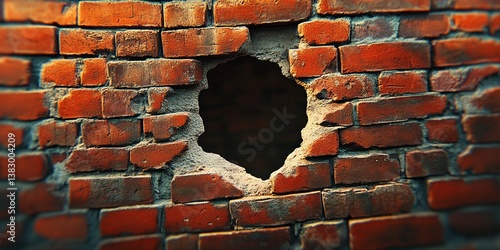 a hole in the side of a brick building 