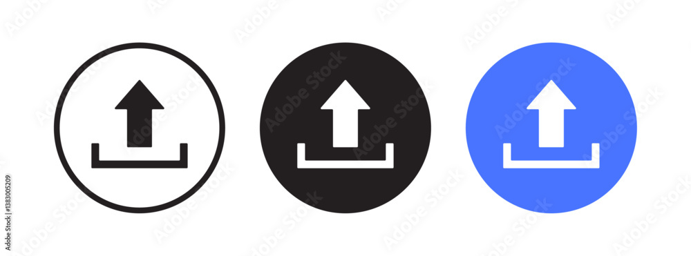 Upload icons with upward arrows. Upload icons with upward arrows.