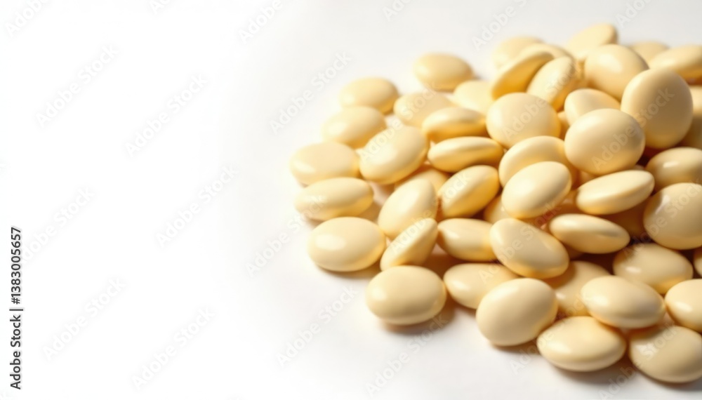 Pile of creamy white beans against a stark white backdrop, beans, simple Pile of creamy white beans against a stark white backdrop, beans, simple