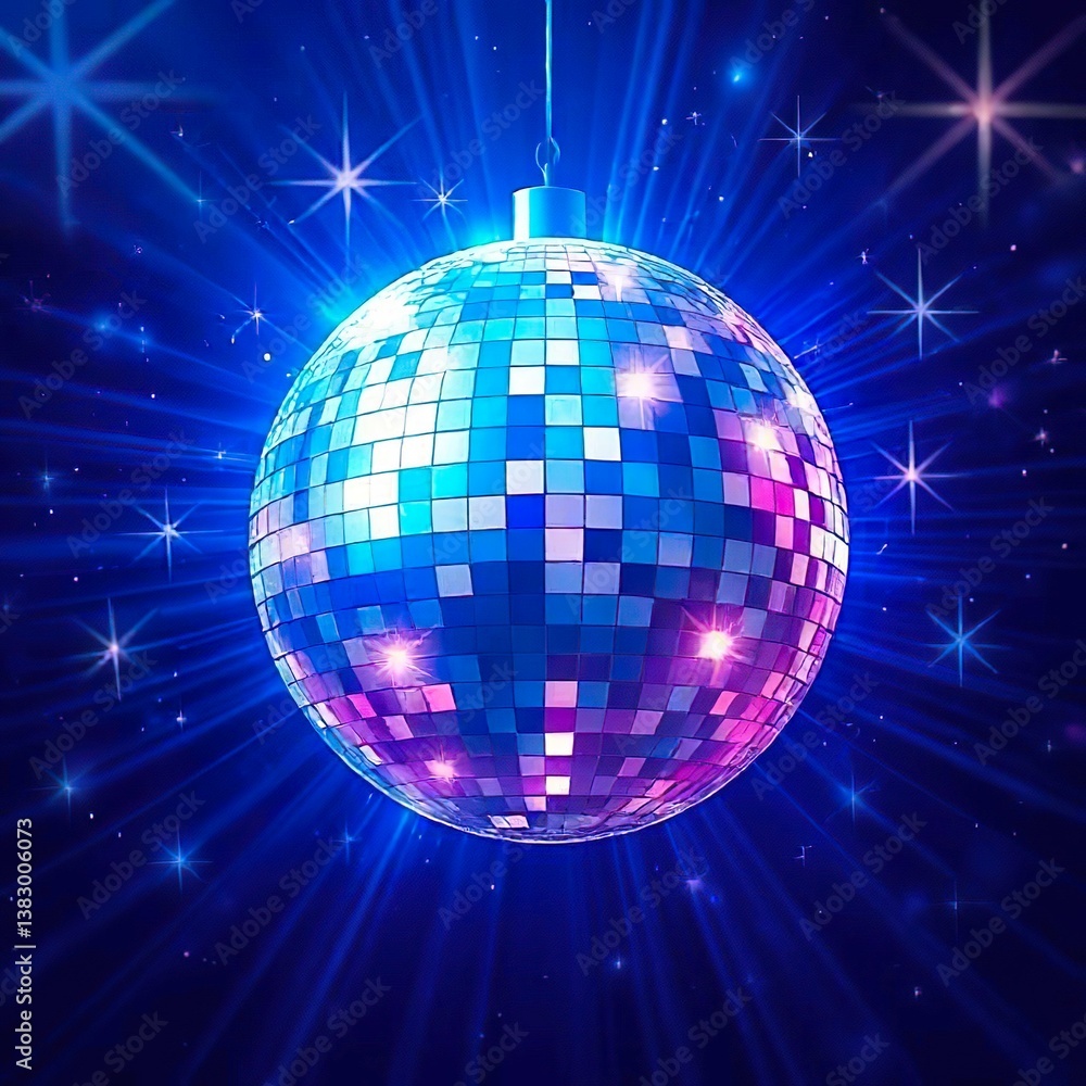 Obraz premium Vector Illustration of a Shiny Disco Ball: Brightening Up Nightclub Celebrations and Retro Dance Parties,Ai generated 
