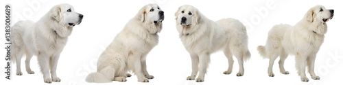 Great Pyrenees dog isolated on a transparent background.