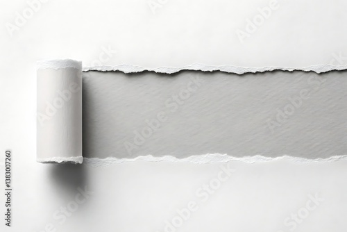 Unveiling a secret message, a rolled-up scroll emerges from a torn piece of paper, revealing a gray underlayer, a suspenseful visual.