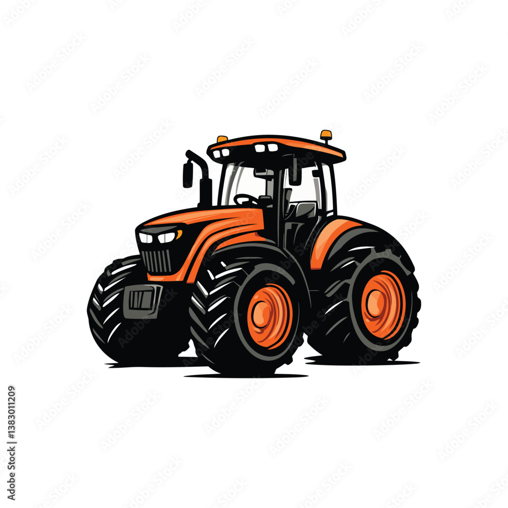 Red And Green Tractor Illustration on white background Red And Green Tractor Illustration on white background