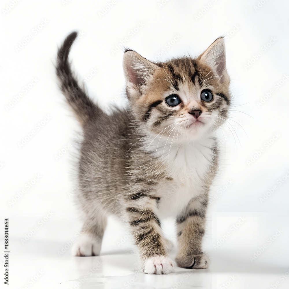 Obraz premium Adorable Kitten on Pure White Background in Studio Perfection
