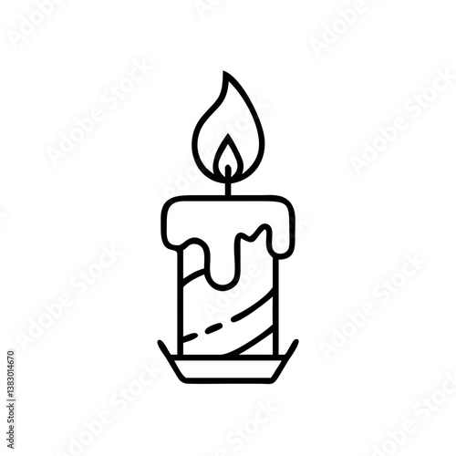 Outline candle with flame 