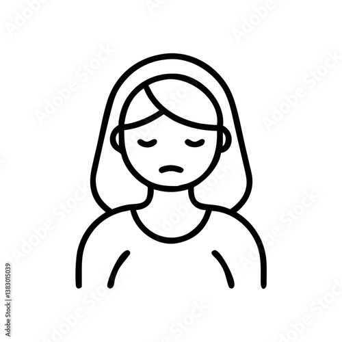 Sad woman with long hair expressing emotions