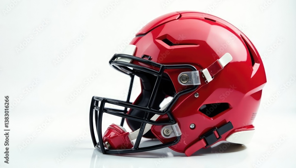 Fototapeta premium Close-up of football helmet on white background, sports equipment, football, isolated