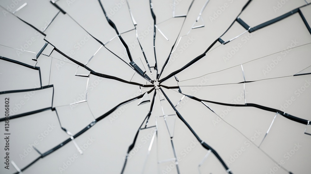 Obraz premium Close-Up of a Broken Mirror with Shattered Reflections 